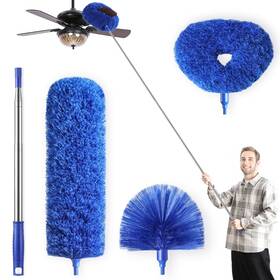 Dwep3 Poikshark Microfiber Duster For High Ceiling Fan Blades Cobweb With Extension Pole Adj