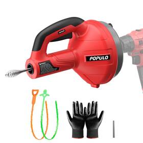 Populo 673257189721 Drain Auger 23 Ft Snake Clog Remover Heavy Duty Plumbing Use Manuall