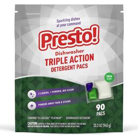 Sg10278 Presto Amazon Brand - Triple Action Dishwasher Pacs Fresh Scent 90 Count
