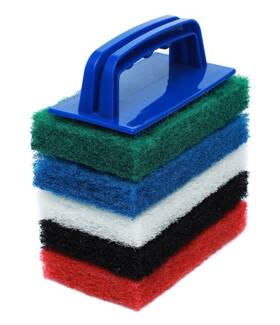 C67b9f49-d71b-4 Pro-graad 6pc Scrub Pad Kit With Handle 5 Pads For Bath Kitchen Grill Boat More