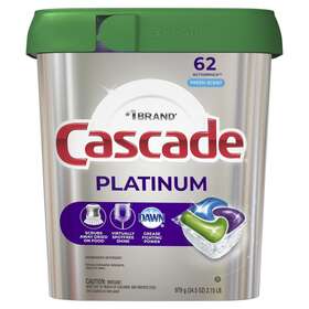 00037000977261 Procter & Gamble Cascade Platinum Actionpacs Dishwasher Detergent Fresh Scent 62 Count