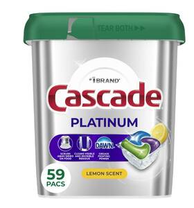 15212 Procter & Gamble Cascade Platinum Dishwasher Pods Lemon Scent Detergent Soap For Dishes 59 Count