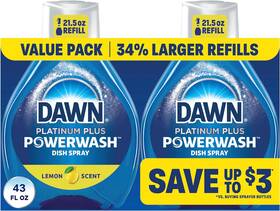 30772127858 Procter & Gamble Platinum Ultra Dishwashing Liquid - Original Dawn Powerwash Green 2 Refills 43