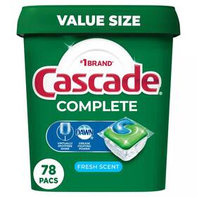 Procter & Gamble 313057387384 Cascade Complete Dishwasher-pods Actionpacs Detergent Tabs Fresh Scent 78 Count