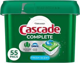 Procter & Gamble 445006850854 Cascade Complete Actionpacs Dishwasher Detergent Fresh Scent 63 Count