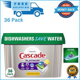 10037000982156 Procter & Gamble - Pampers Cascade Platinum Actionpacs Dishwasher Detergent Pods Lemon 36 Count Packagi
