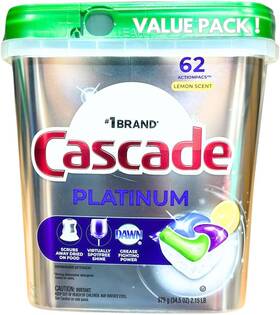 Proctor & Gamble 445050819883 Cascade Platinum Dishwasher Pods Lemon Scent 62 Count