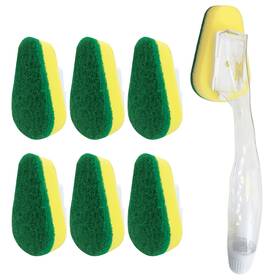 Products 726084902077 Soap Dispensing Dish Wand With 7 Super Absorbent Sponge Head Reusable