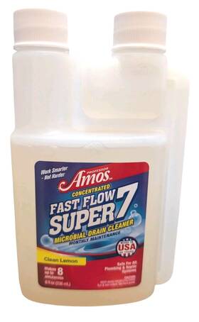 Professor Amos 717789440353 Amosft Fast Flow Super 7 Microbial Drain Cleaner Clean Lemon 8 Oz New