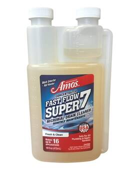 Professor Amos 717789440650 Fast Flow Super 7 Microbial Concentrated Drain Cleaner 16oz New