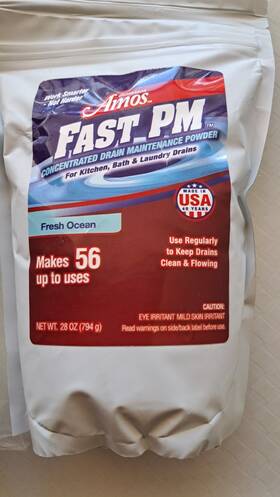 Professor Amos 717789441251 Fast Pm Drain Maintenance Powder Fresh Ocean 28 Oz 56 Uses