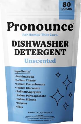 00860010548646 Pronounce Dishwasher Detergent - Cleaner Ingredients Fragrance Free Ultra Concentrat