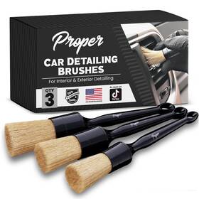 Proper Detailing Co. 600029795028 3 Pack Car Brushes - Soft Boars Hair For Interior And Exterior