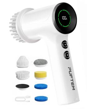 Puftem Hc-ca07 Electric Spin Scrubber Cordless Shower Cleaner 6 Brush Heads Dual-direction