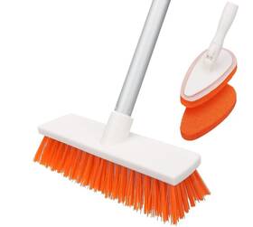 Qaestfy 933269499817 Floor Scrub Brush With Long Handle And Shower Bathtub