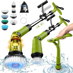 Qardoz 739722468712 Electric Spin Scrubber Cordless Cleaning Brush With 8 Heads 3 Speeds Lcd D