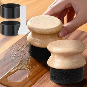 Hou-qinyoung-1227 Qinyoung 2 Pcs Cutting Board Oil Applicator Set Bamboo Wax With Sisal Fiber And Sponge