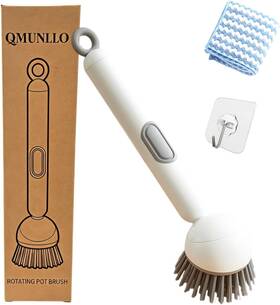 Qmunllo 700758873313 360 Rotating Dish Brush With Soap Dispenser Non-slip Long Handle Kitc