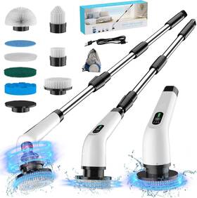 Cb1001 Quantumcraft Premium Grade Electric Spin Scrubber Cordless Shower Cleaning Brush Bathroom Cleaner With 8