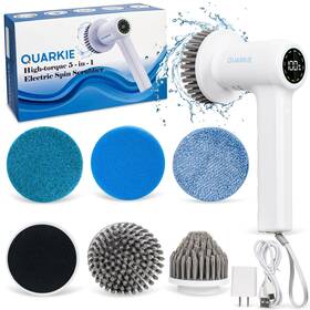 Quarkie 767461187779 Electric Spin Scrubber Handheld Cordless Shower With 5 Replaceable Head