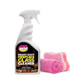 Quickn Brite 074294510392 Quick N Fireplace Glass Cleaner 24oz With Sponge And Microfiber Towel