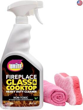 Fpg24 Quickn Brite Store Quick N Fireplace Glass Cleaner 24oz With Sponge And Microfiber Towel