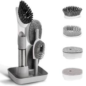 Quthzzhy 786468838941 4-in-1 Dish Cleaning Brush Soap Dispensing Set With 4 Heads And Stora