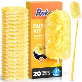 Rkp-se-04 Rekopi Swiffer Duster Refill Kit With 20 Microfiber Refills And 3 Ft Extension Pole