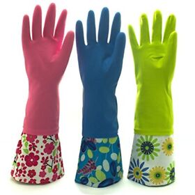 Reusable Waterproof Household Latex Cleaning Gloves Long Cuff Kitchen