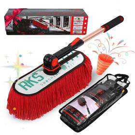 Carduster0826 Ride Kings Car Duster Exterior Scratch Free Extendable Handle Wax Cotton Hair Brush Kit