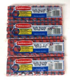 G917 Rubbermaid Safe Scrub Sponge Mop Head Kitchen Cleaning Supply Lot Of 4 New