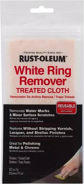 301691 Rust-oleum White Ring Remover Treated Cloth Remove Water Marks Minor Scratches Varnish