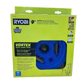 Ryobi 033287215164 New 9 Inch Vortex Soft Bristle Brush Cleaner Scrubber Blue