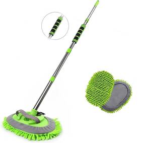 Santiyis 755517473945 Car Wash Brush With Long Handle Microfiber 62 Inch Soft Mop Mitt Scratchfree K