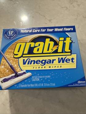 Sc Johnson 046500338908 Grab It Vinegar Wet Floor Wipes 12ct Natural Care-wood Floors Nib Discontinued