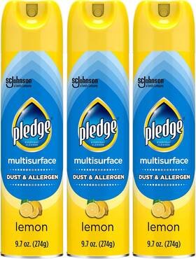 304362 Sc Johnson Pledge Dust And Allergen Multisurface Cleaner Aerosol Spray Lemon Scent 9.7oz