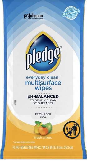 Sc Johnson 313030978912 Lot Of 3 - Pledge Multisurface Cleaning Wipes Ph Balanced Fresh Citrus 25 Count