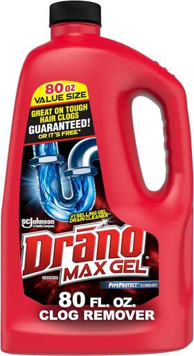 694772 Sc Johnson Drano Max Gel Drain Clog Remover And Cleaner For Shower Or Sink Drains Unclogs