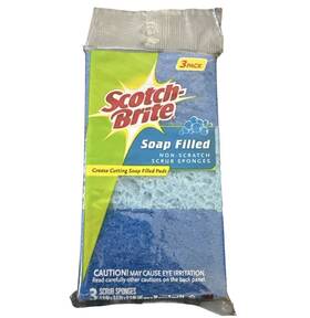 Scotch 051141377933 Brite Soap Filled Non-scratch Scrub Sponges 1 Pack Of 3 New