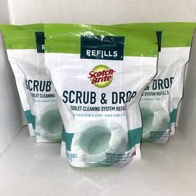 Scotch-brite 076308414115 Lot Of 3 Scrub And Drop Toilet Cleaning System Refills 6 Tablets