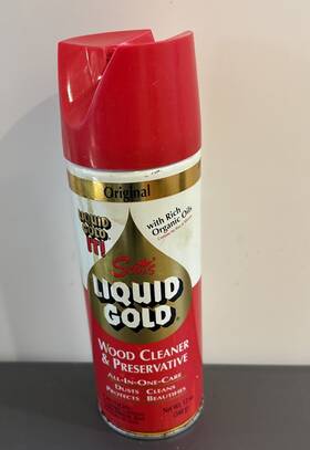 Scotts 011124100149 Liquid Gold Aerosol Wood Cleaner 12oz 340g Red Top 90% Full Discontinue
