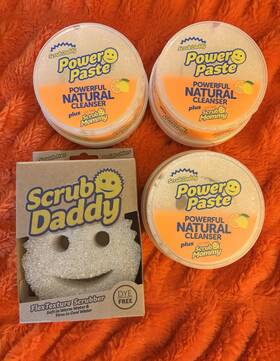 S97000785816 Scrub Daddy Power Paste Flextexture Scrubber Lemon Scent 4 Pack 8.8 Oz