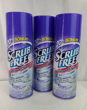 Scrub Free Sc521300 Bathroom Cleaner W Super Oxygen Cleans/deodorizes Blue Velvet 3 Cans