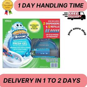 Scrubbing Bubbles 025700715580 Toilet Gel Stamp Rainshower 2 Dispensers 30 Stamps