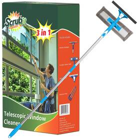 Scrubit 643570100307 Extendable Squeegee Window Cleaner- Cleaning Tool With Microfiber Scru