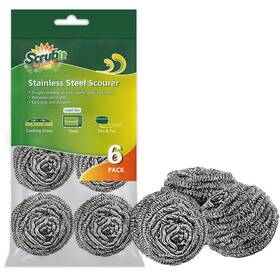 740-6 Scrubit 6 Pack Stainless Steel Scourers Wool Scrubber Pad Used For Di