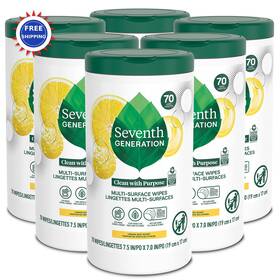 10732913452429 Seventh Generation Multi Surface Cleaning Wipes 70 Count Pack Purpose Lemon