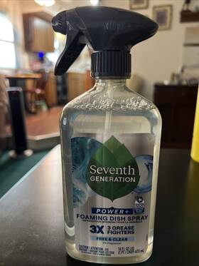 Seventh Generation 732913451708 Foaming Dish Spray 3x Grease Fighters Free And Clear 16 Fl.
