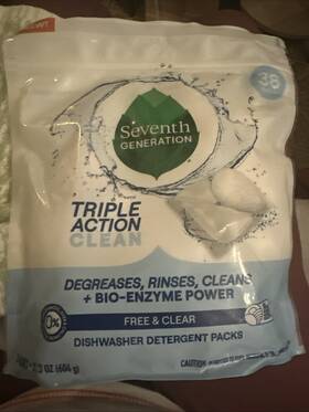 Sev45290 Seventh Generation Dishwasher Detergent Packs Free And Clear 36 21.3 Oz 604 G