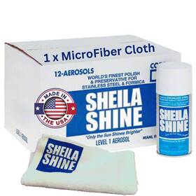 Sheila Shine 192589350420 12 X 10oz With Microfiber Cloth Stainless Steel Cleaner And Polish - Cleans Pol